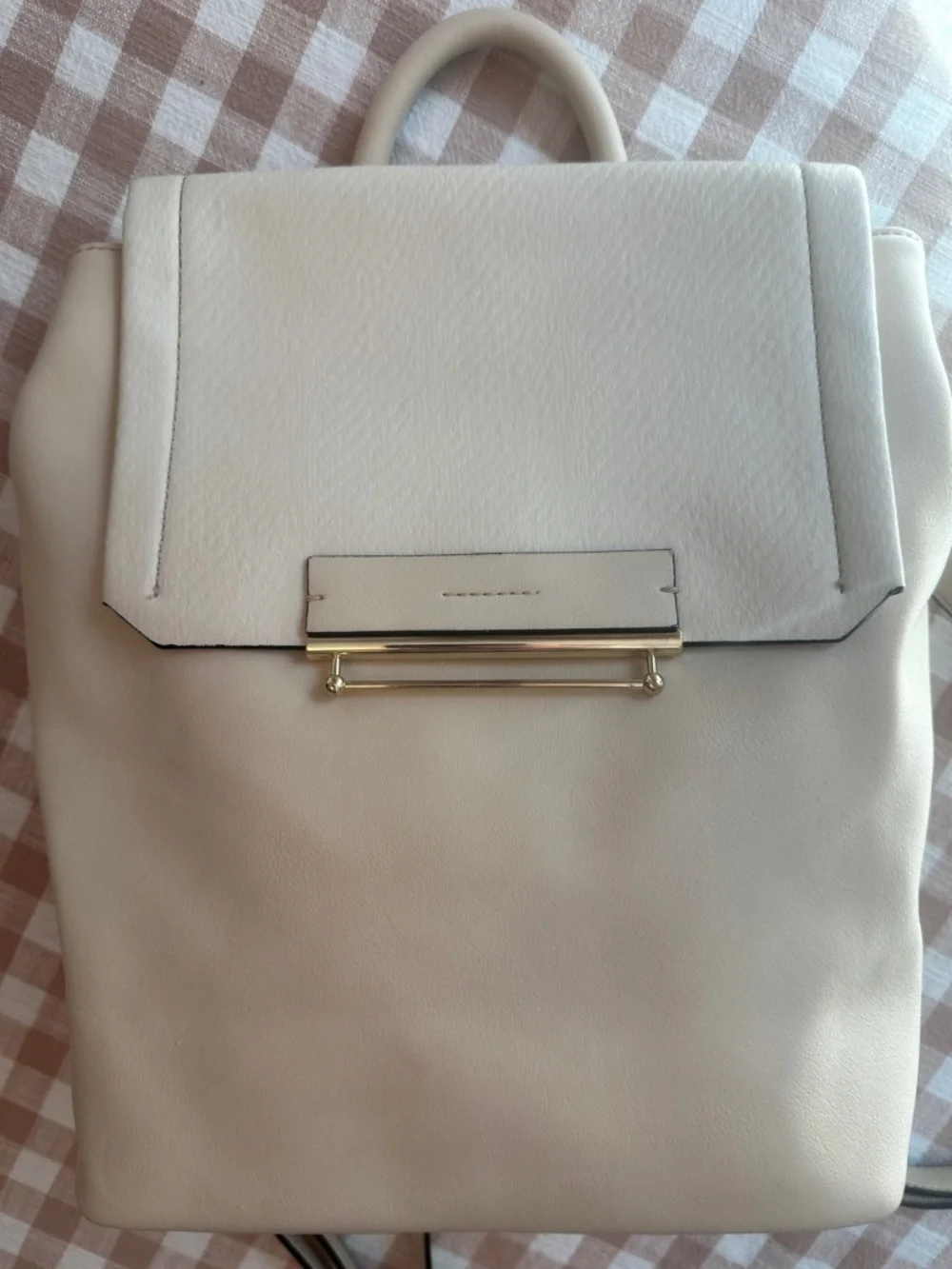 Danielle Nicole Cream Backpack with Gold Bar Accent - Picture 2 of 6